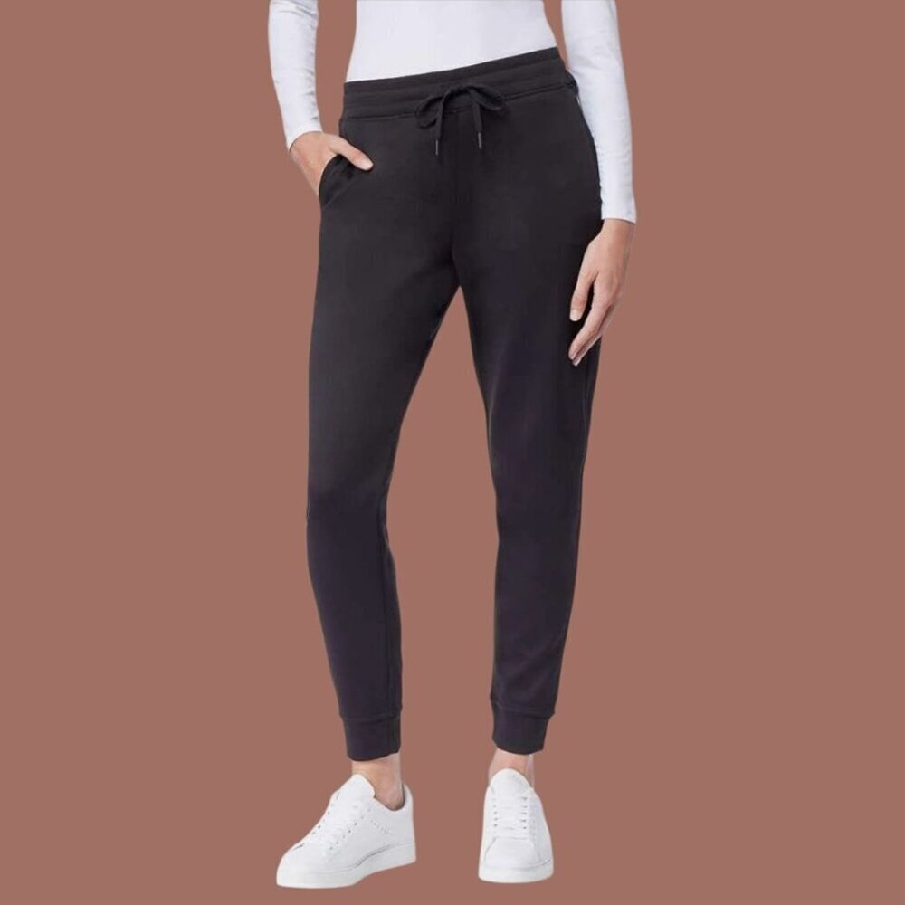 32 Heat Degrees Lady Tech Fleece Jogger Pants W/ Drawstring Waist Blk Medium
